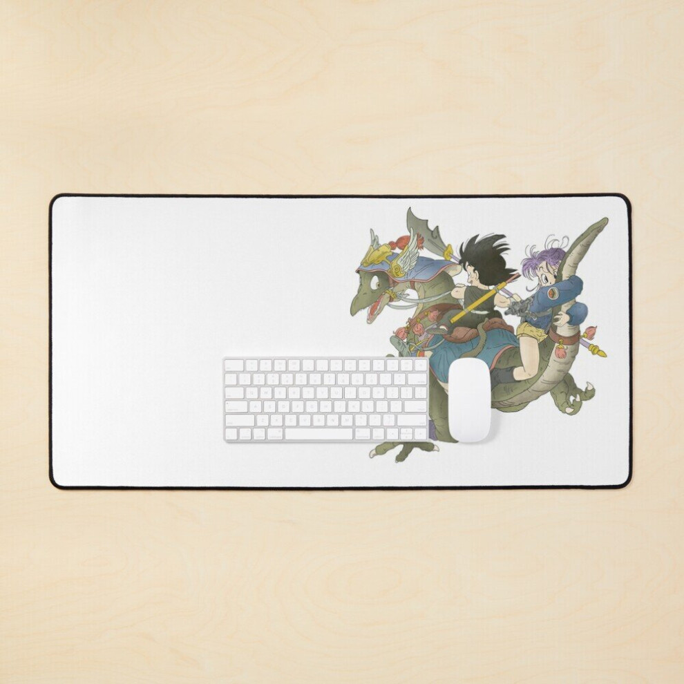 Desk Mat Bulma And Goku Riding A Dinosaur Large Gaming Mouse Pad 35X16 Inch 7802738367454