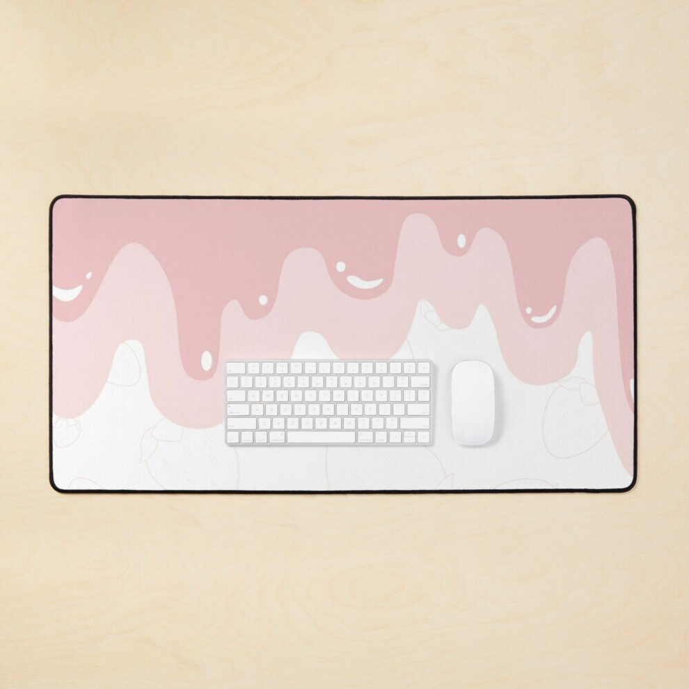 Desk Mat Strawberry Meow Milk Drip Large Gaming Mouse Pad 35X16 Inch 7802738403411