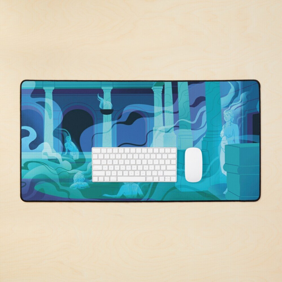 Desk Mat Night At The Baths - Aqua Large Gaming Mouse Pad 35X16 Inch 7802738368260