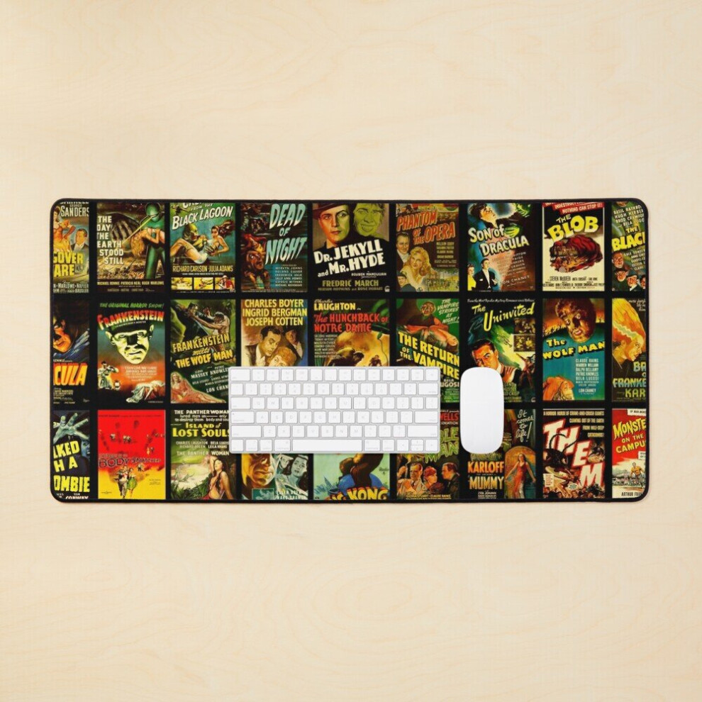 Desk Mat Vintage Classic Horror Monster Movie Posters Large Gaming Mouse Pad 35X16 Inch 7802738313192