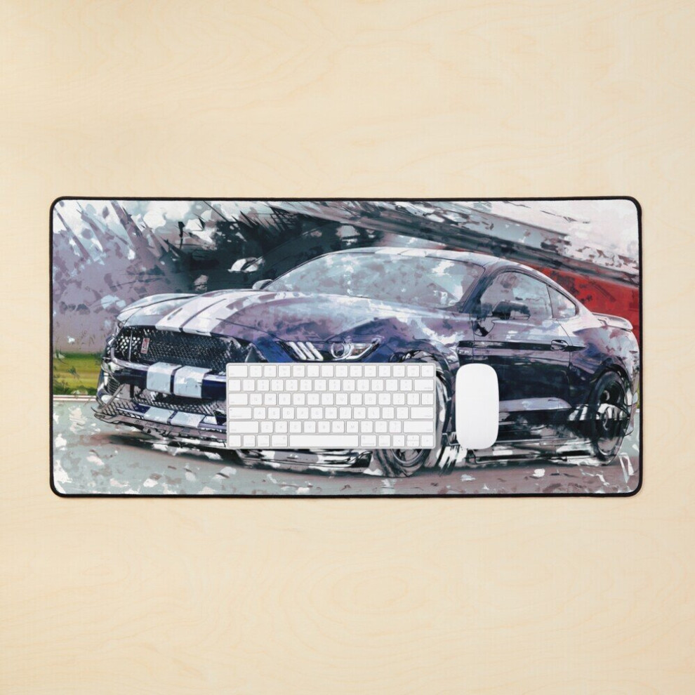 Desk Mat Ford Mustang - Watercolour Large Gaming Mouse Pad 35X16 Inch 7802738377903