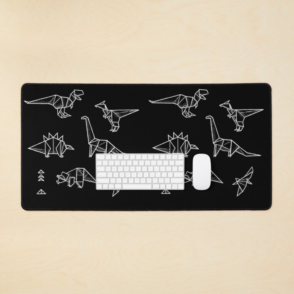 Desk Mat And Origami Dinosaurs Large Gaming Mouse Pad 35X16 Inch Black/White 7802738377507
