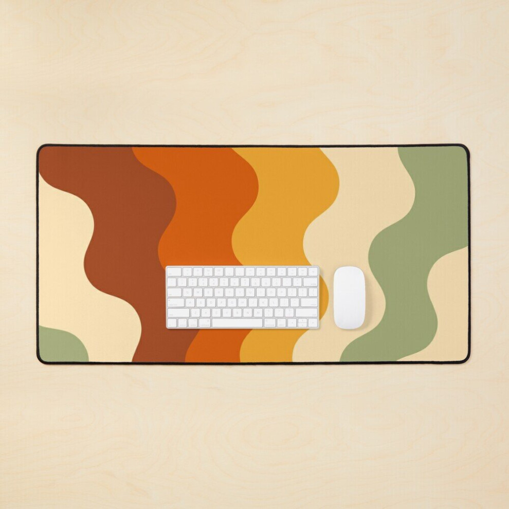Desk Mat Groovy Wavy Vintage Sunrays Large Gaming Mouse Pad 35X16 Inch 7802738332308