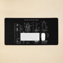Desk Mat SPACEX: Falcon 9 Falcon Heavy (White Stencil - ) Large Gaming Mouse Pad 35x16 inch