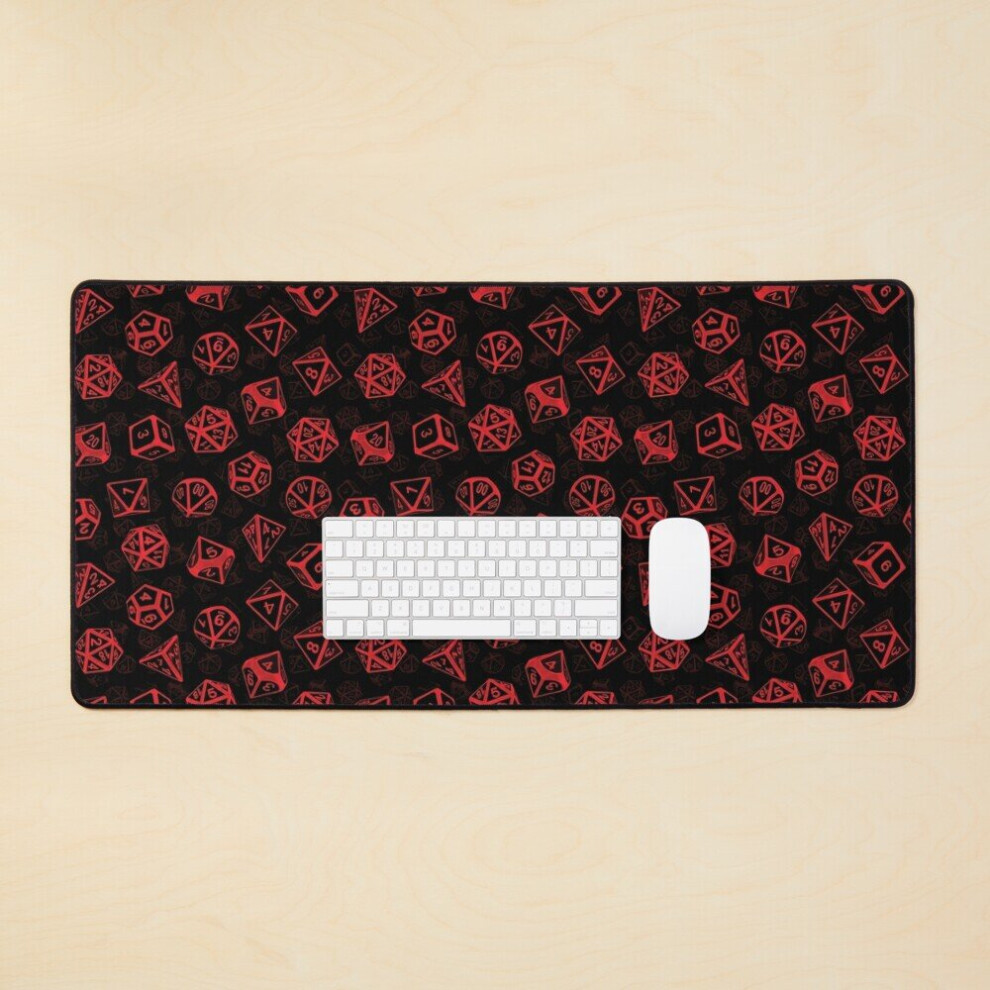 Desk Mat D20 Dice Set Pattern (Red) Large Gaming Mouse Pad 35X16 Inch Red 7802738314793