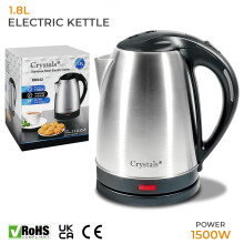 1.8L Electric Kettle Stainless Steel 360 Red LED Light Portable Jug 1500W