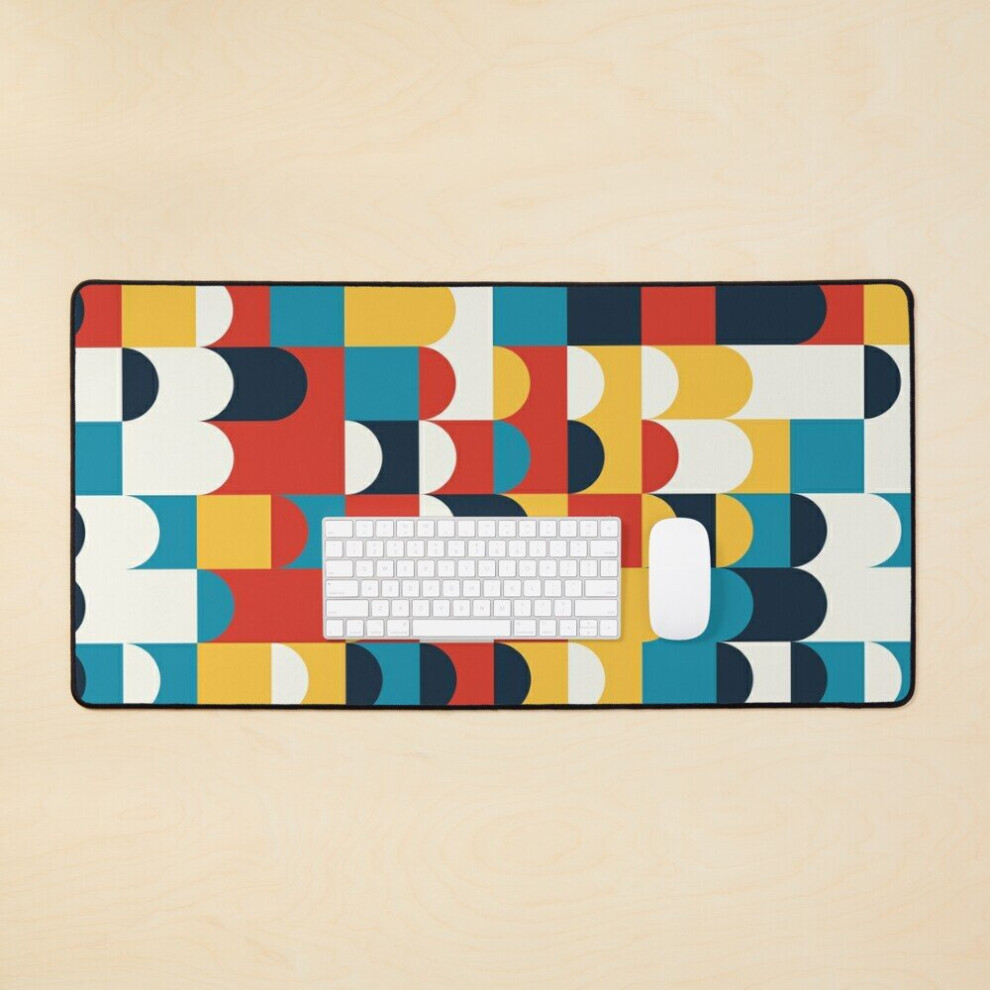 Desk Mat Bauhaus Style Abstract Pattern Large Gaming Mouse Pad 35X16 Inch 7802738327359