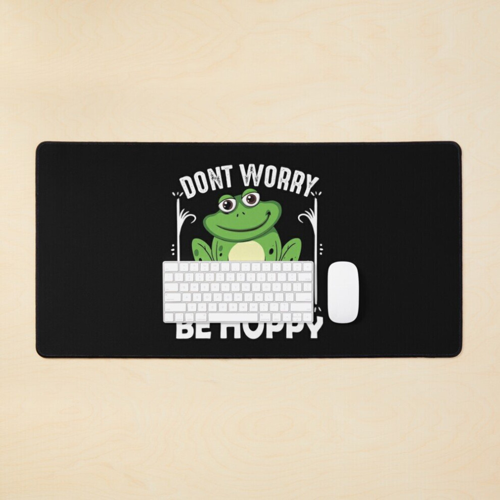 Desk Mat Just A Girl Who Loves Frog- Quote" Don't Worry Be Hoppy" Large Gaming Mouse Pad 35X16 Inch 7802738340617