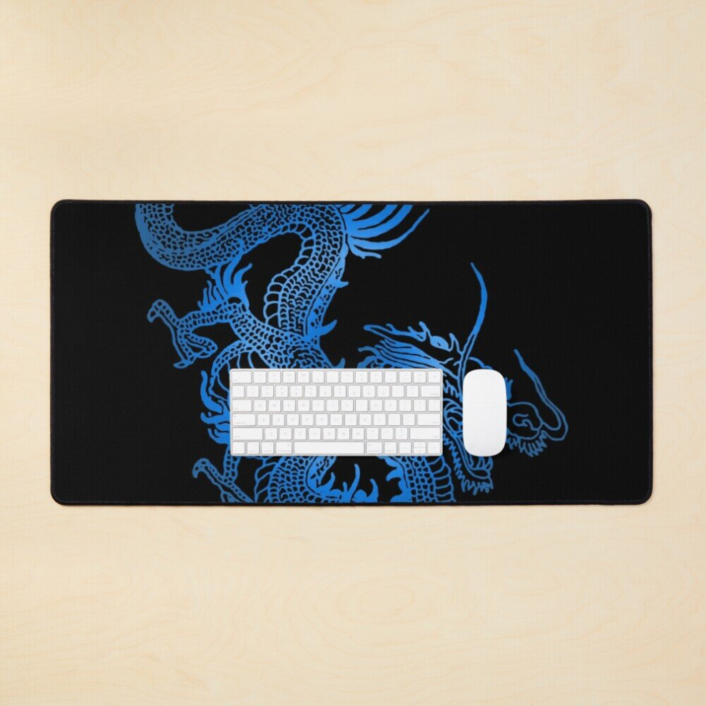 Desk Mat Chinese Dragon Large Gaming Mouse Pad 35X16 Inch Blue 7802738373882