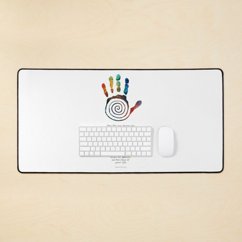 Desk Mat Native American Blessing - Healing Hand Symbol Art - Sharon Cummings Large Gaming Mouse Pad 35X16 Inch 7802738378924