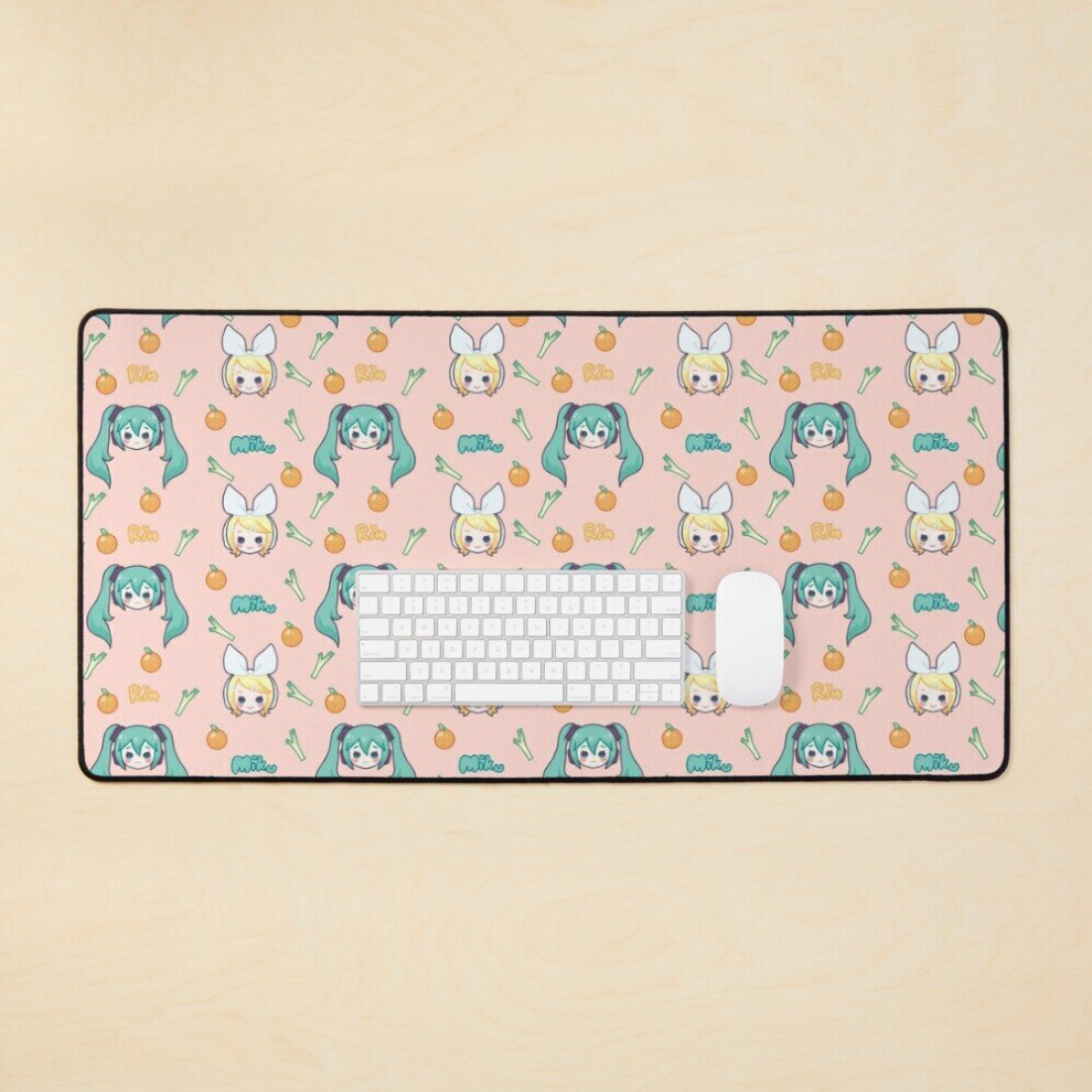 Desk Mat Miku And Rin Chibis Large Gaming Mouse Pad 35X16 Inch 7802738324808