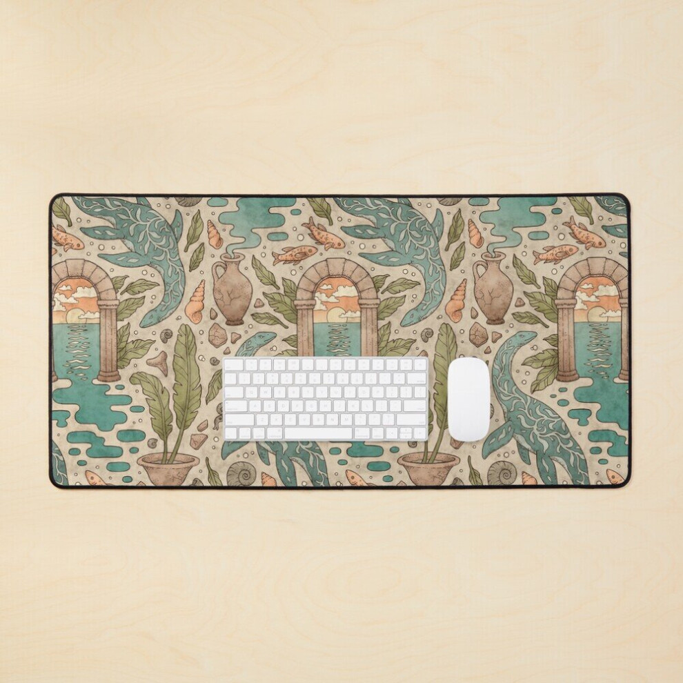 Desk Mat Paradise Panthalassa Natural History Ocean Fantasy Art Large Gaming Mouse Pad 35X16 Inch 7802738324815