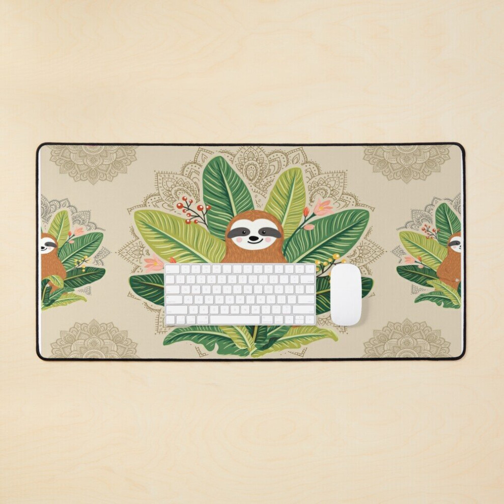 Desk Mat Sloth Vintage Mandala Large Gaming Mouse Pad 35X16 Inch 7802738381030