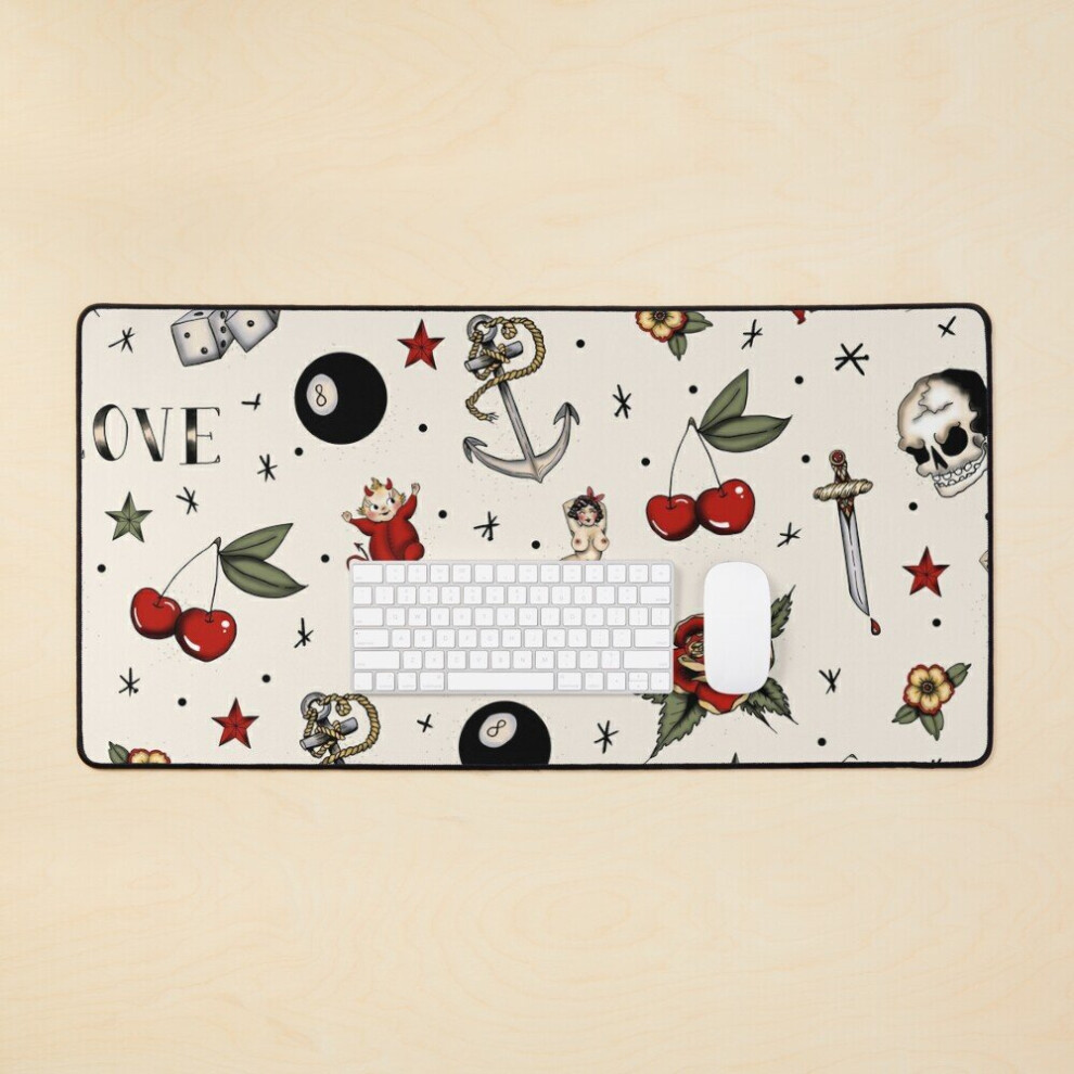 Desk Mat Tattoo Flash Pattern Large Gaming Mouse Pad 35X16 Inch 7802738405828