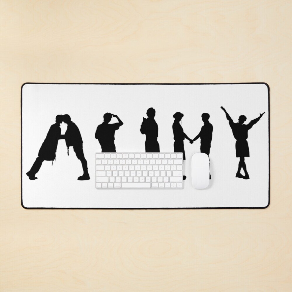 Desk Mat Butter Army Silhouette, Butter Illustration Stickers Large Gaming Mouse Pad 35X16 Inch 7802738404784