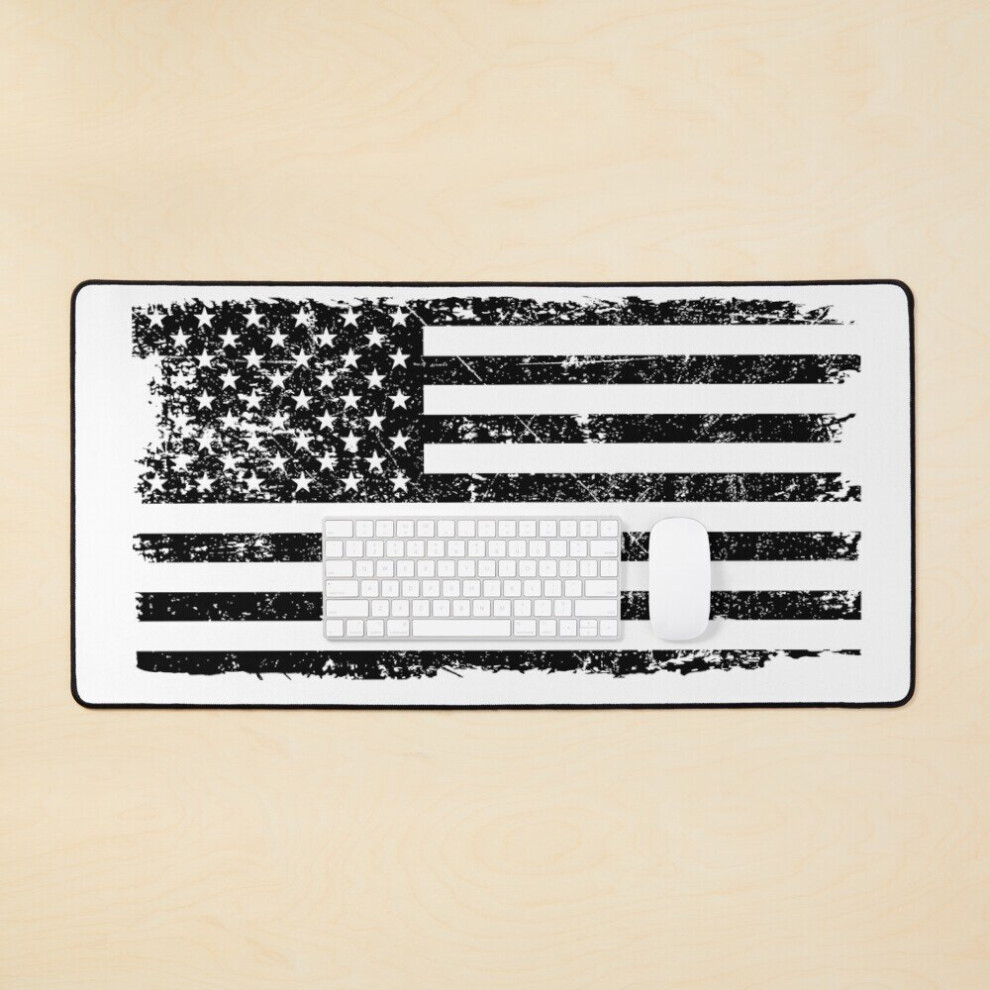 Desk Mat Distressed Us Flag 4Th Of July Large Gaming Mouse Pad 35X16 Inch 7802738381429