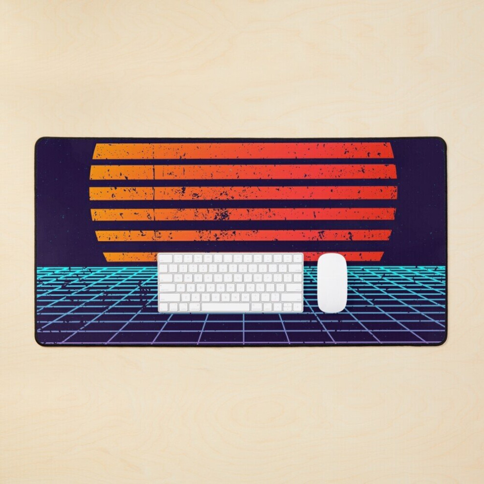 Desk Mat 80S Synthwave Aesthetic Large Gaming Mouse Pad 35X16 Inch 7802738384482