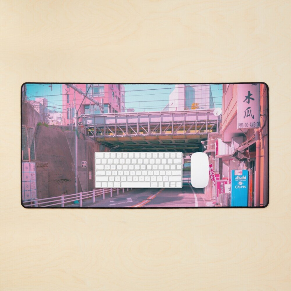 Desk Mat Citypop Aesthetic Tokyo Japan Vaporwave Lofi Moody Vibe Large Gaming Mouse Pad 35X16 Inch Pink 7802738352245