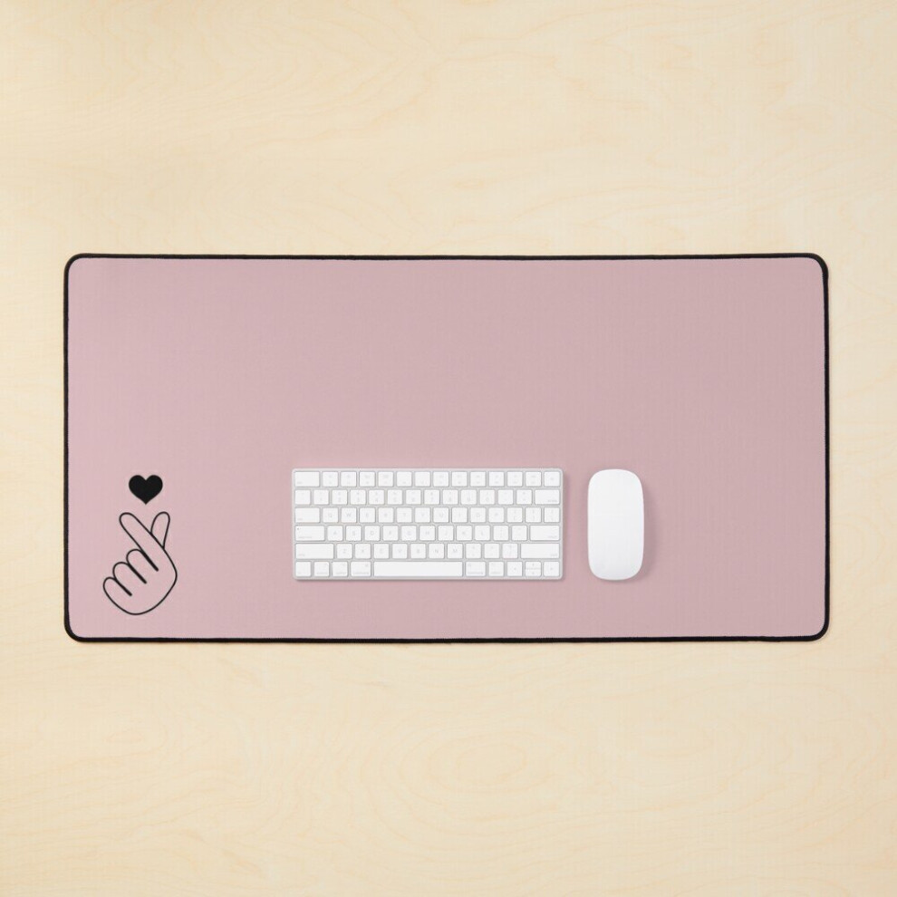 Desk Mat Kpop Finger Heart Symbol - Pastel Large Gaming Mouse Pad 35X16 Inch Pink 7802738349177