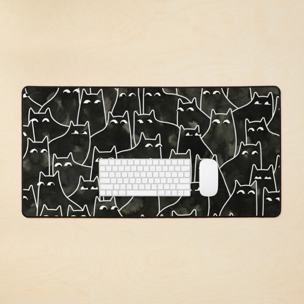 Desk Mat Suspicious Cats Large Gaming Mouse Pad 35X16 Inch 7802738310214