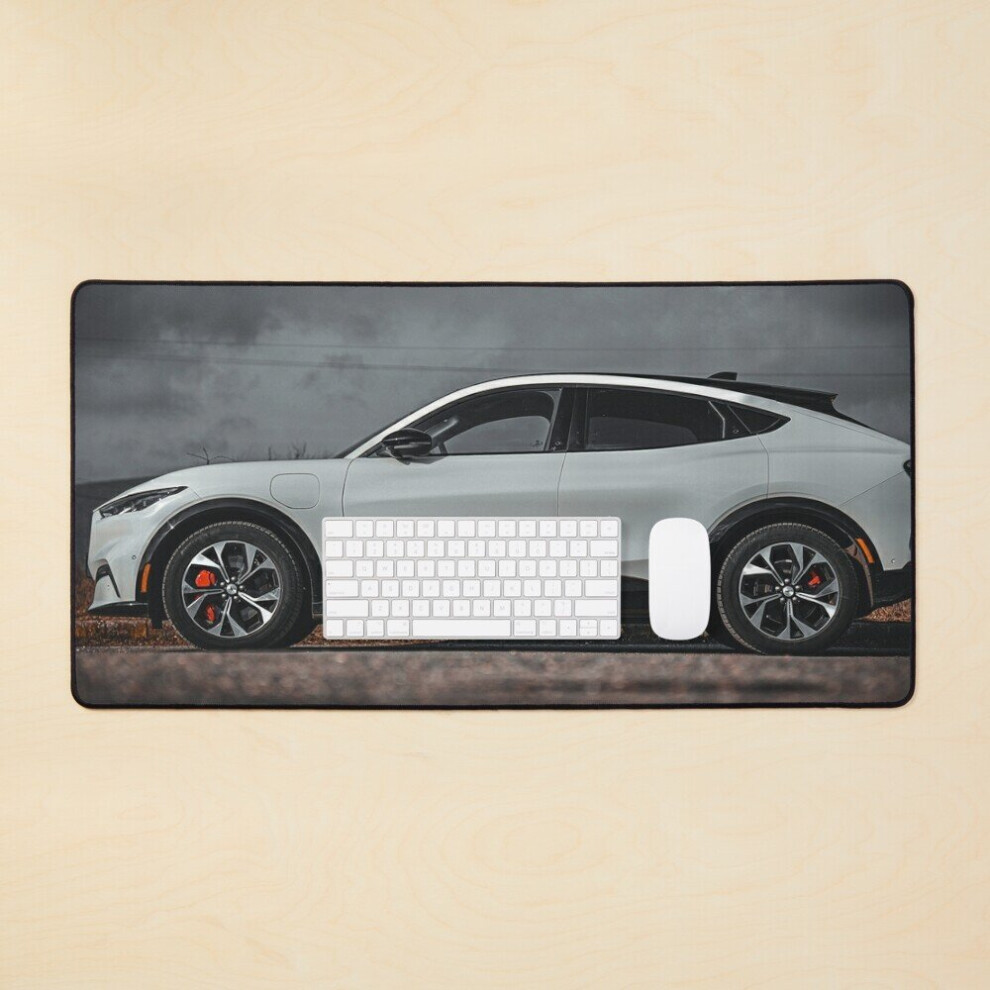 Desk Mat Mustang Mach-E Large Gaming Mouse Pad 35X16 Inch White 7802738357028