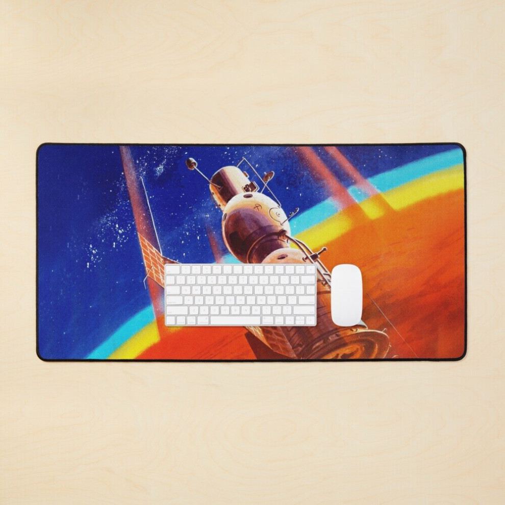 Desk Mat Soviet Space Poster Propaganda [Sovietwave] [Hq-Quality, Restored] Large Gaming Mouse Pad 35X16 Inch 7802738410150