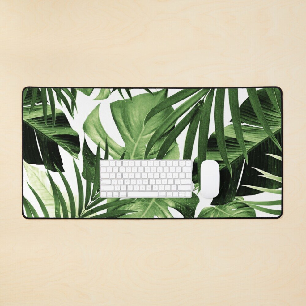 Desk Mat Tropical Jungle Leaves Pattern #12 #Tropical #Decor #Art Large Gaming Mouse Pad 35X16 Inch 7802738407259