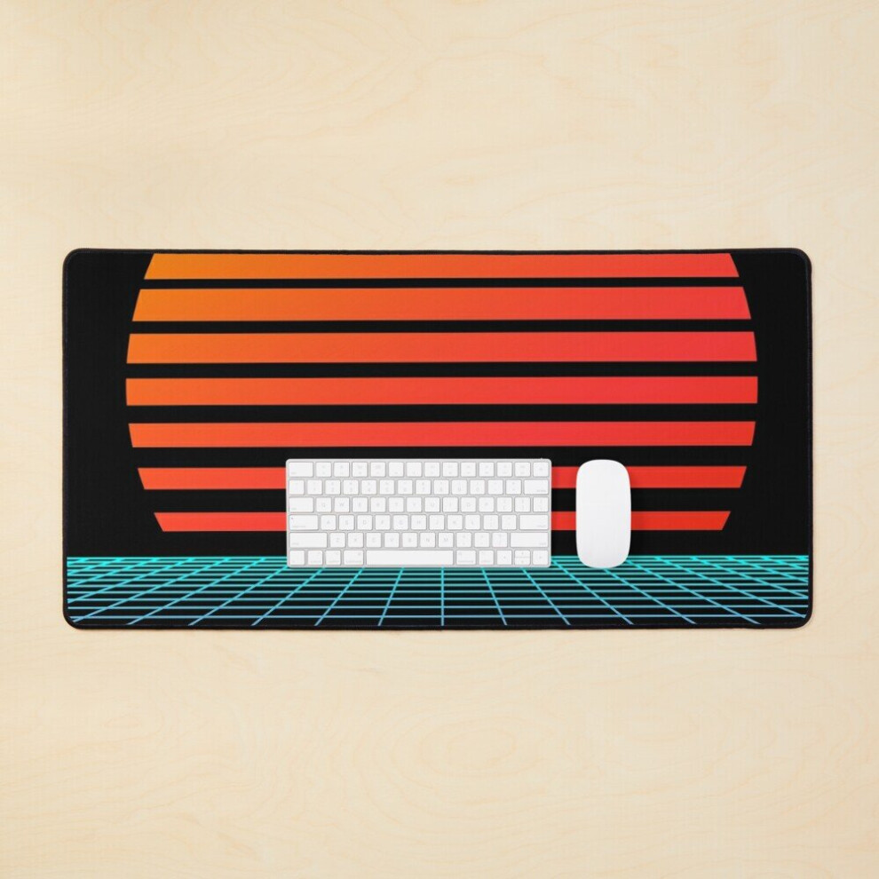 Desk Mat Minimal Nostalgia Sunset Synthwave Large Gaming Mouse Pad 35X16 Inch 7802738397703