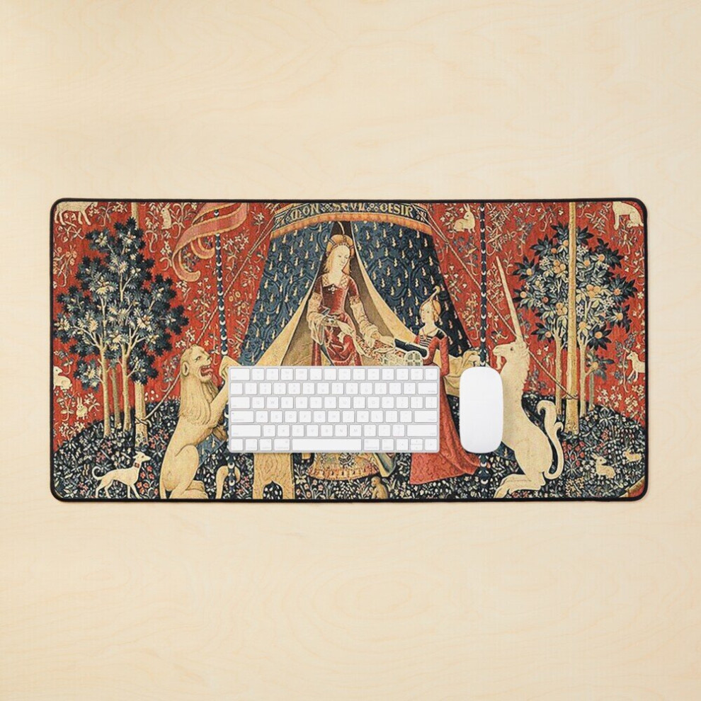Desk Mat The Lady And The Unicorn: La Dame Ã La Licorne Large Gaming Mouse Pad 35X16 Inch 7802738327458