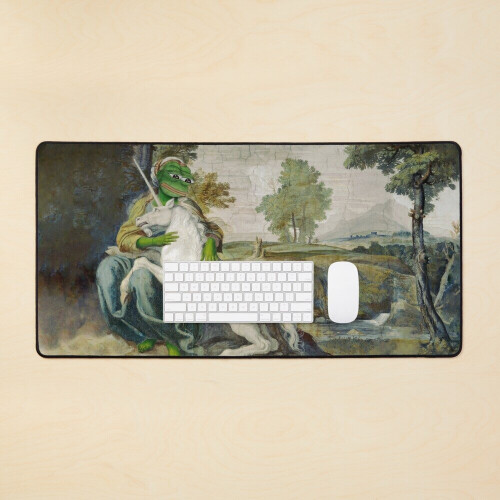 Desk Mat Medieval Unicorn And Girl Pepe Title The Frog Domenichino