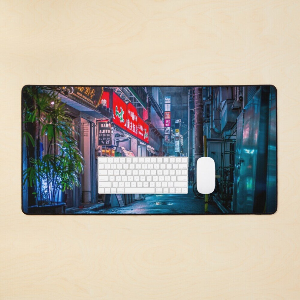 Desk Mat Heavy Rain Over Neo Tokyo Large Gaming Mouse Pad 35X16 Inch 7802738312225