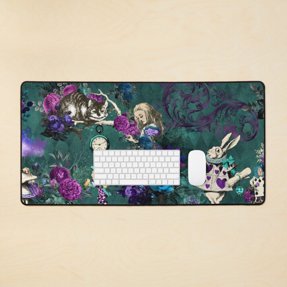 Desk Mat Alice In Wonderland - Go Down The Rabbit Hole Large Gaming Mouse Pad 35X16 Inch Dark 7802738317442