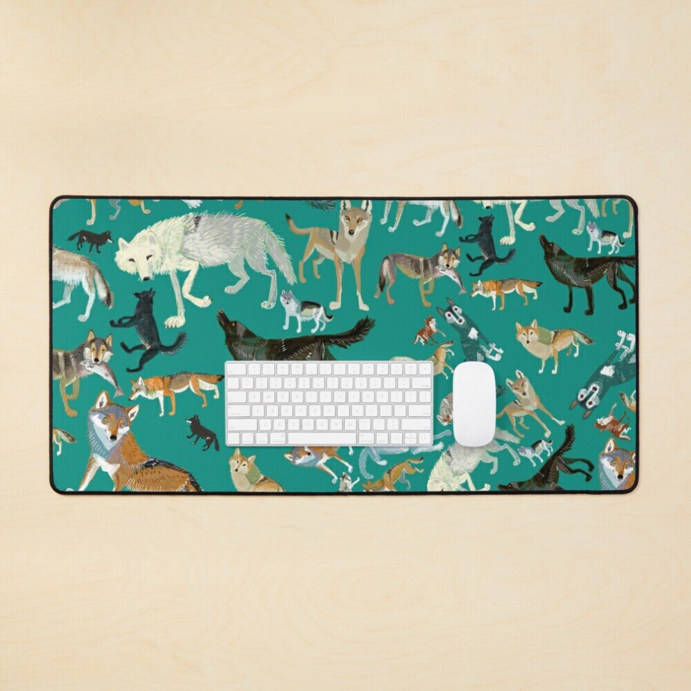 Desk Mat Wolves Of The World ( Pattern) Large Gaming Mouse Pad 35X16 Inch Green 7802738379266