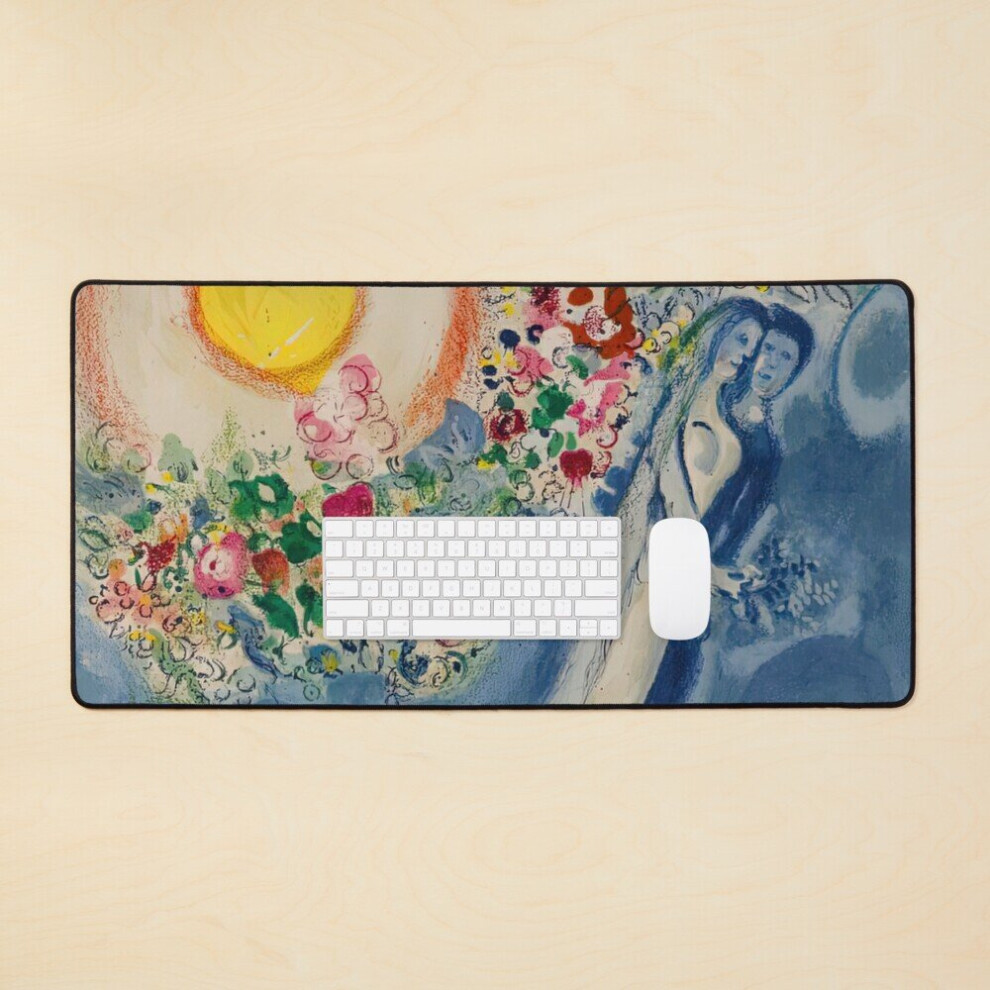Desk Mat Lovers In The Sky Of Nice By Marc Chagall Large Gaming Mouse Pad 35X16 Inch 7802738335705