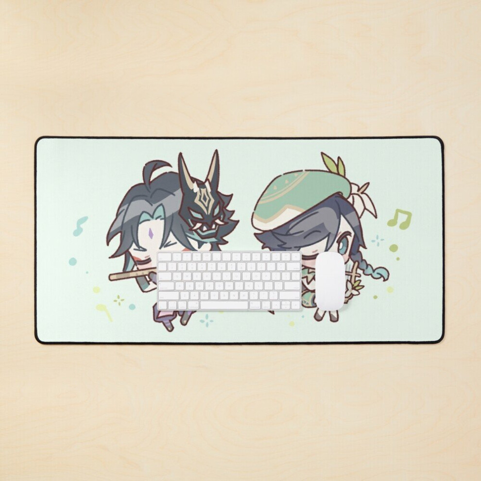 Desk Mat Genshin Impact Chibi Venti And Xiao Large Gaming Mouse Pad 35X16 Inch 7802738341522
