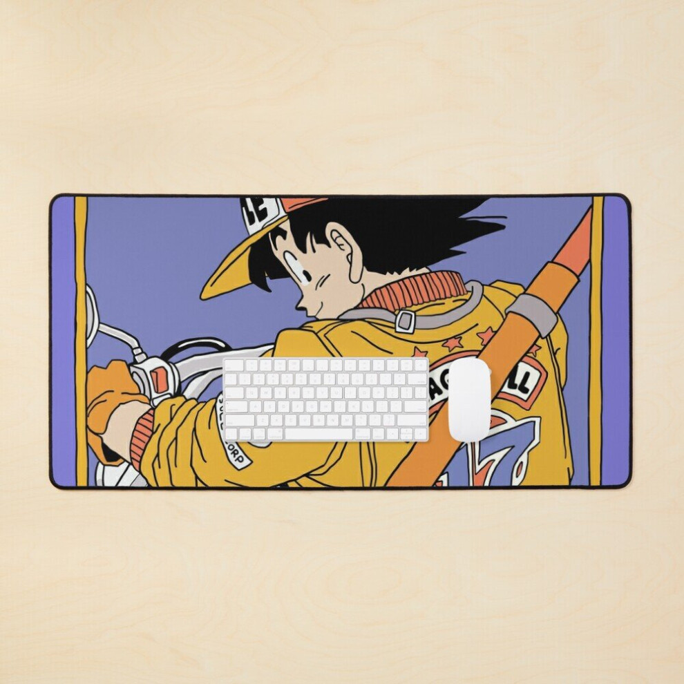 Desk Mat Goku Riding A Motocycle - Dragon Ball Large Gaming Mouse Pad 35X16 Inch 7802738313840
