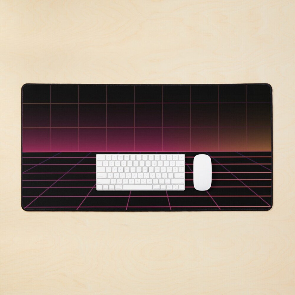 Desk Mat Synthwave Grid Lines Large Gaming Mouse Pad 35X16 Inch 7802738389821