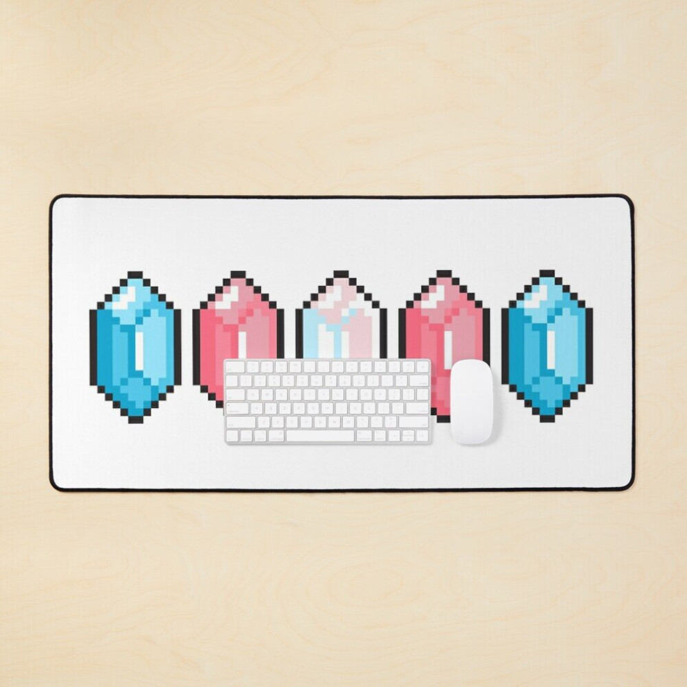 Desk Mat Trans Pride Flag Pixel Gems Large Gaming Mouse Pad 35X16 Inch 7802738336191