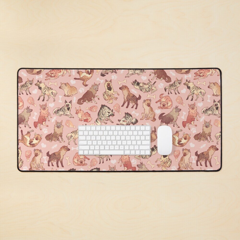 Desk Mat Hyenas In Milky Strawberry Large Gaming Mouse Pad 35X16 Inch 7802738314922