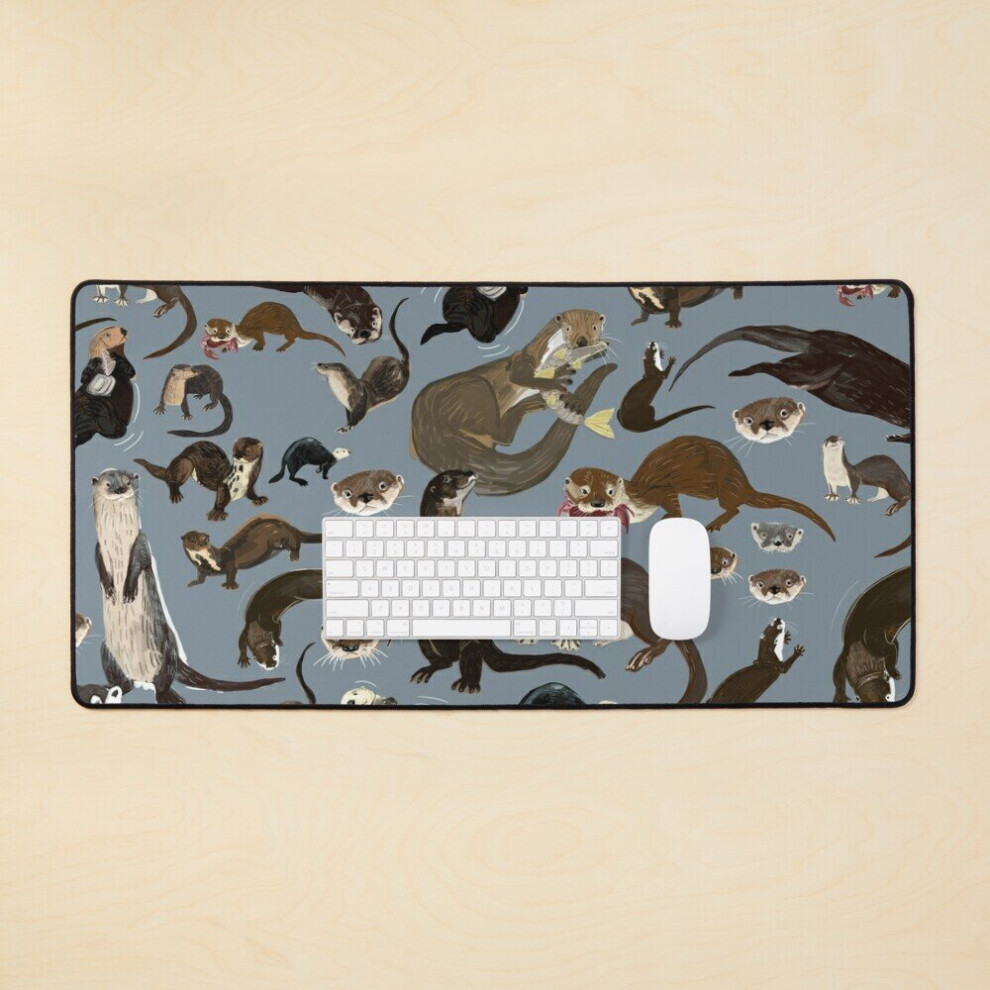 Desk Mat Old World Otters Large Gaming Mouse Pad 35X16 Inch 7802738327496