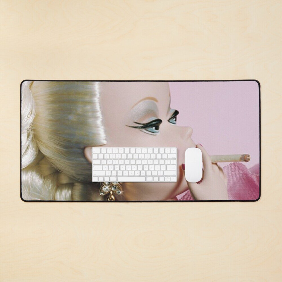 Desk Mat Smoking Barbie Doll Large Gaming Mouse Pad 35X16 Inch 7802738354089