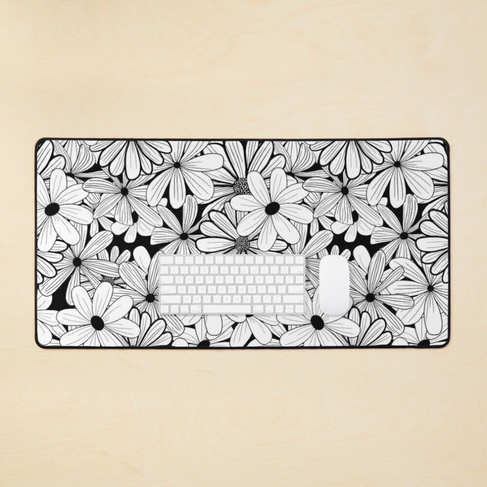 Desk Mat Moonlight Daisies Large Gaming Mouse Pad 35X16 Inch 7802738336276