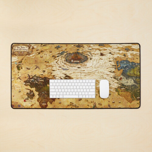 Desk Mat FFXIV New Updated World Map Hydaelyn Eorzea Large Gaming Mouse Pad 35x16 inch
