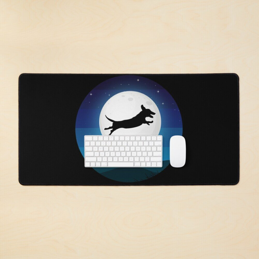 Desk Mat Guess What Dachshund Wiener Moon Silhouette Doxie Lovers Large Gaming Mouse Pad 35X16 Inch 7802738393705