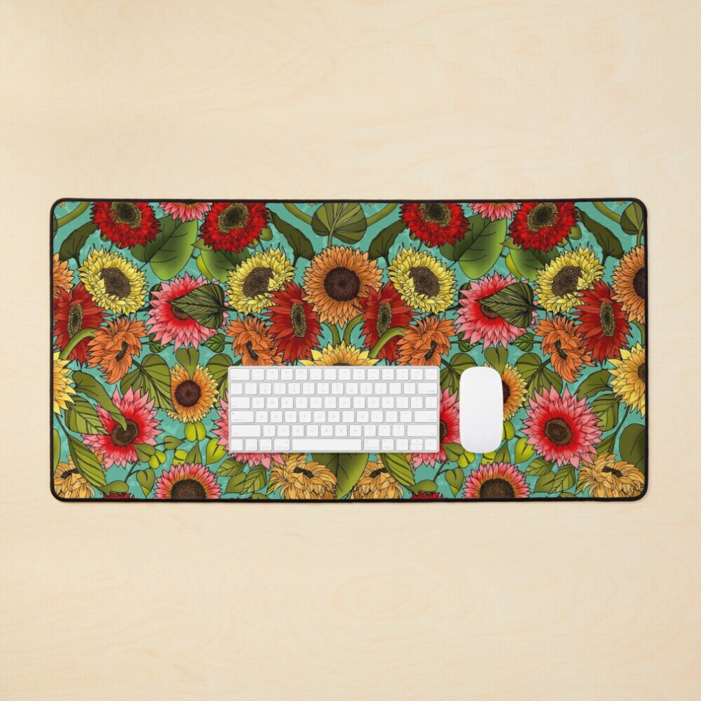 Desk Mat Sunny Seventies Sunflower Farm Large Gaming Mouse Pad 35X16 Inch 7802738317589