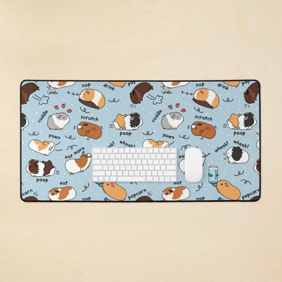 Desk Mat Guinea Pig Daily To-Do List - Background Large Gaming Mouse Pad 35X16 Inch Blue 7802738344080