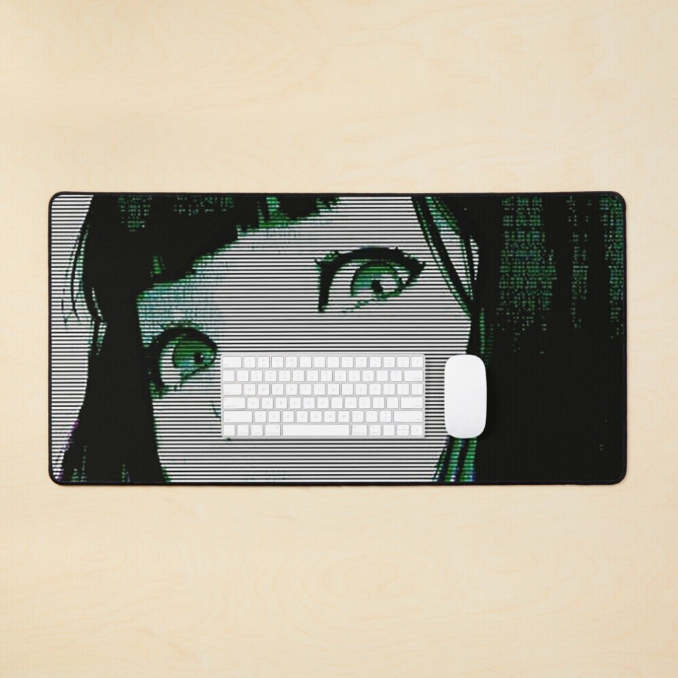 Desk Mat Vaporwave Cyberpunk Japanese Anime Style Girl Large Gaming Mouse Pad 35X16 Inch 7802738322552