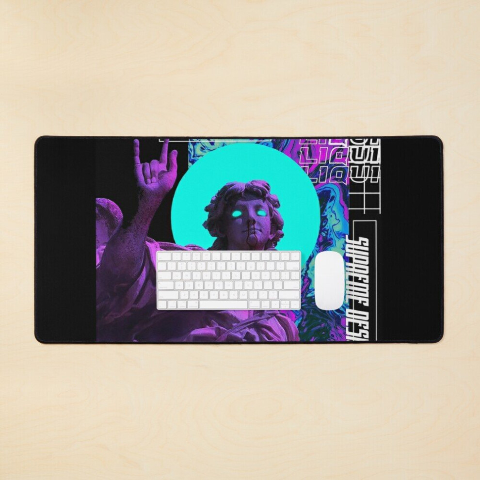 Desk Mat Greek Angel Vaporwave Aesthetic Large Gaming Mouse Pad 35X16 Inch 7802738393347