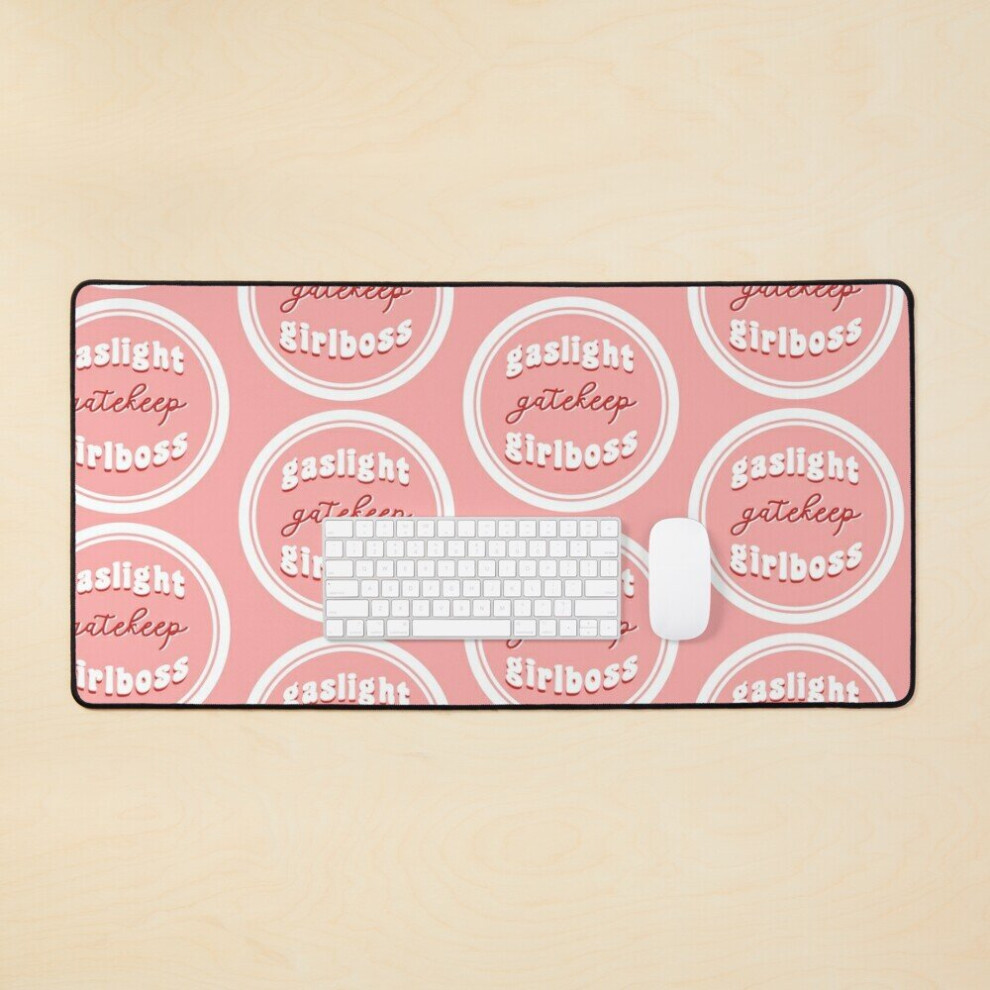 Desk Mat Gas Gatekeep Girlboss Live Love Laugh Poke Fun Parody Gas Gate Keep Girl Boss Wine Mom Meme Large Gaming Mouse Pad 35X16 Inch Light 7802738338782