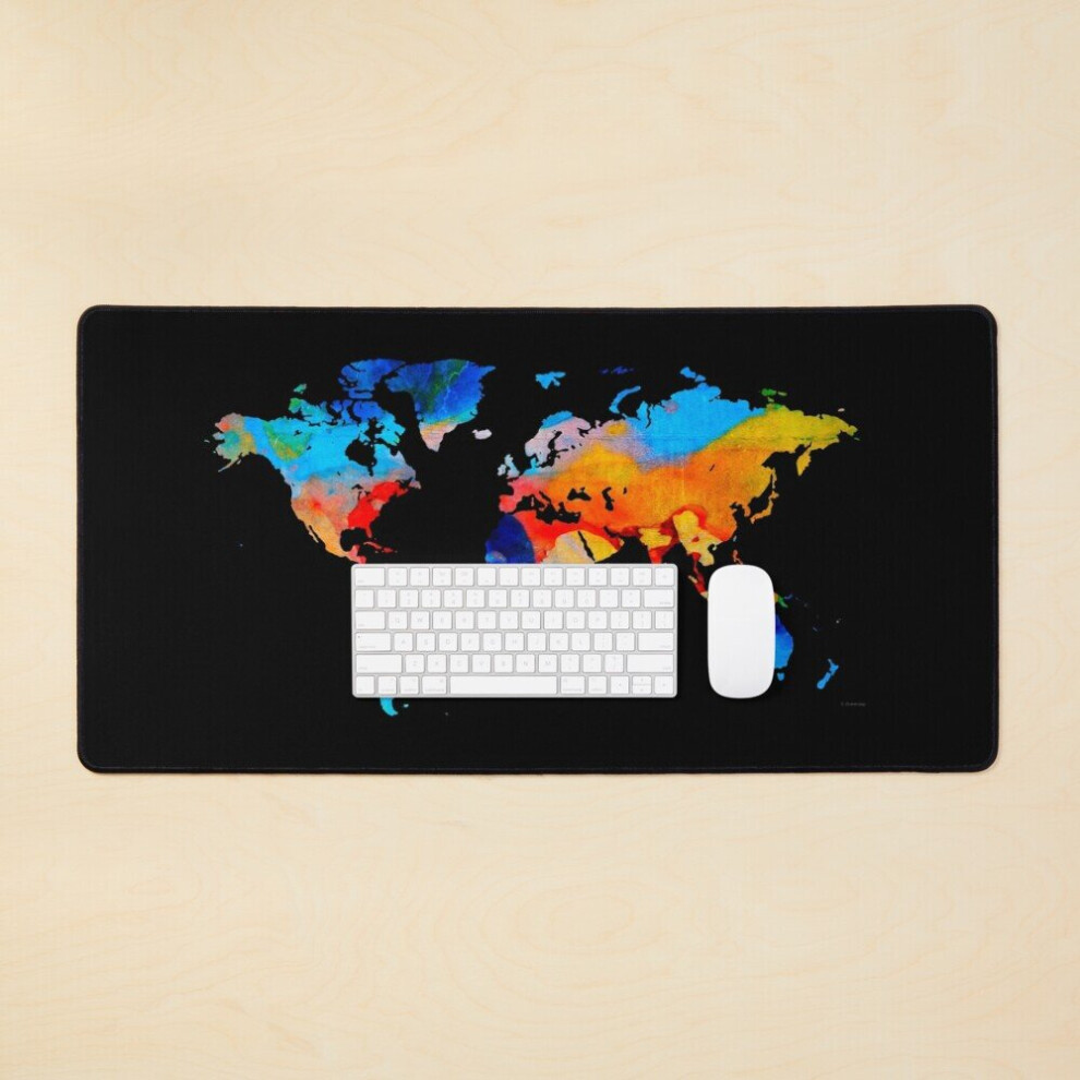 Desk Mat World Map 18 Background Large Gaming Mouse Pad 35X16 Inch Black 7802738352610